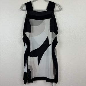 Vintage Y2K BCBGmaxazria Abstract Print Silk Handkerchief Mini Dress XXS